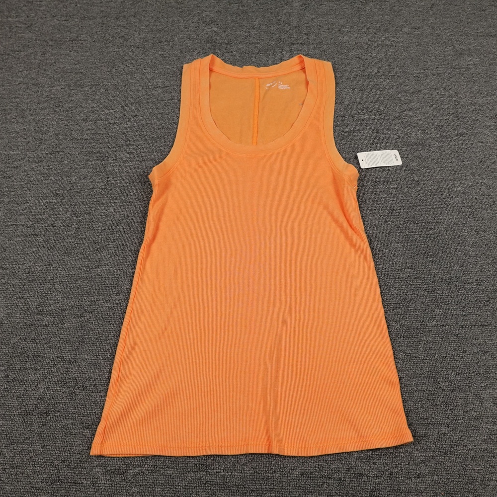 Aerie Tank Top Womens Medium Orange Ribbed Scoop Neck Stretch Knit Basic Summer
